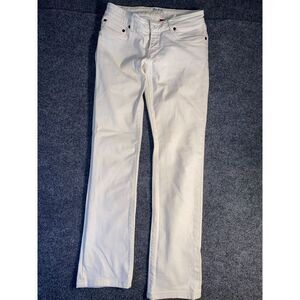PRADA Jeans Womens Size 25 White Stretch Denim Low‎ Rise Flat Front Straight Leg
